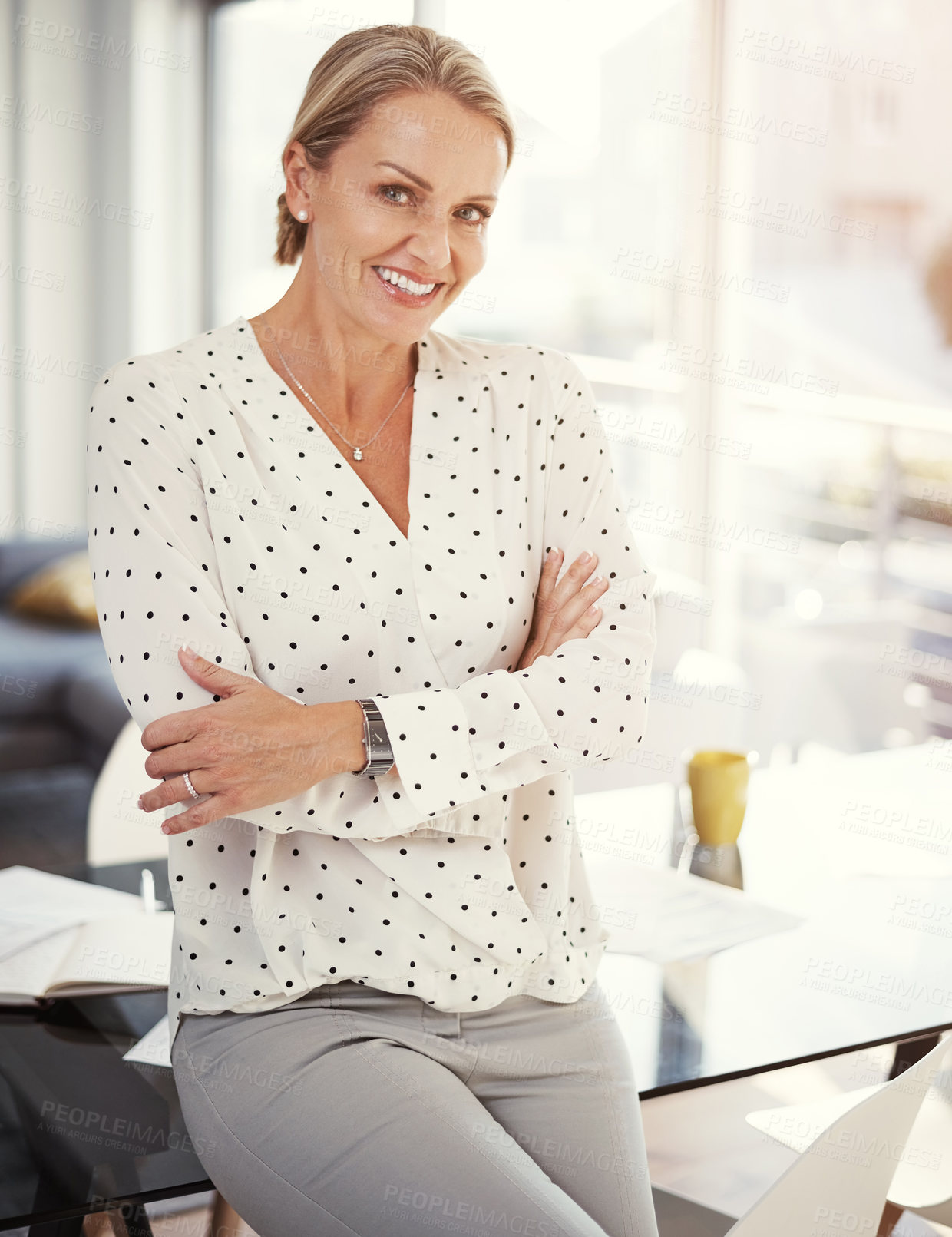 Buy stock photo Cropped shot of a mature businesswoman working from her home office