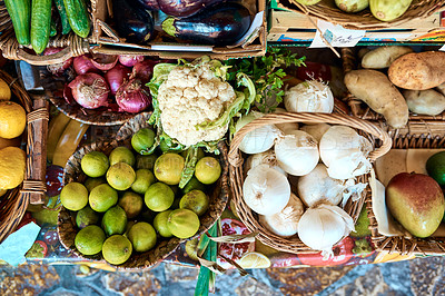 Buy stock photo High angle shot of a collection of fresh produce