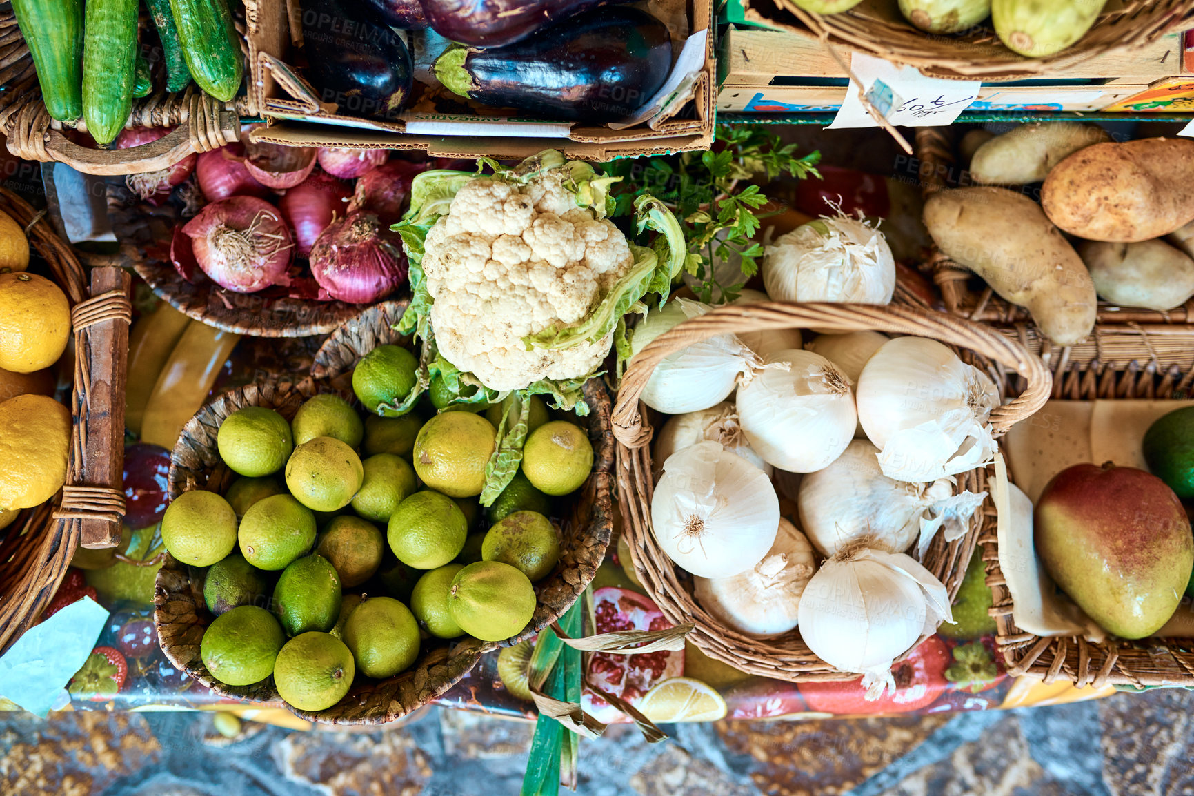 Buy stock photo High angle shot of a collection of fresh produce