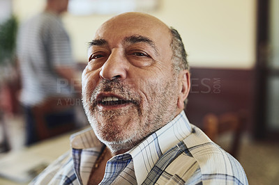 Buy stock photo Cropped shot of a senior man in an old age home