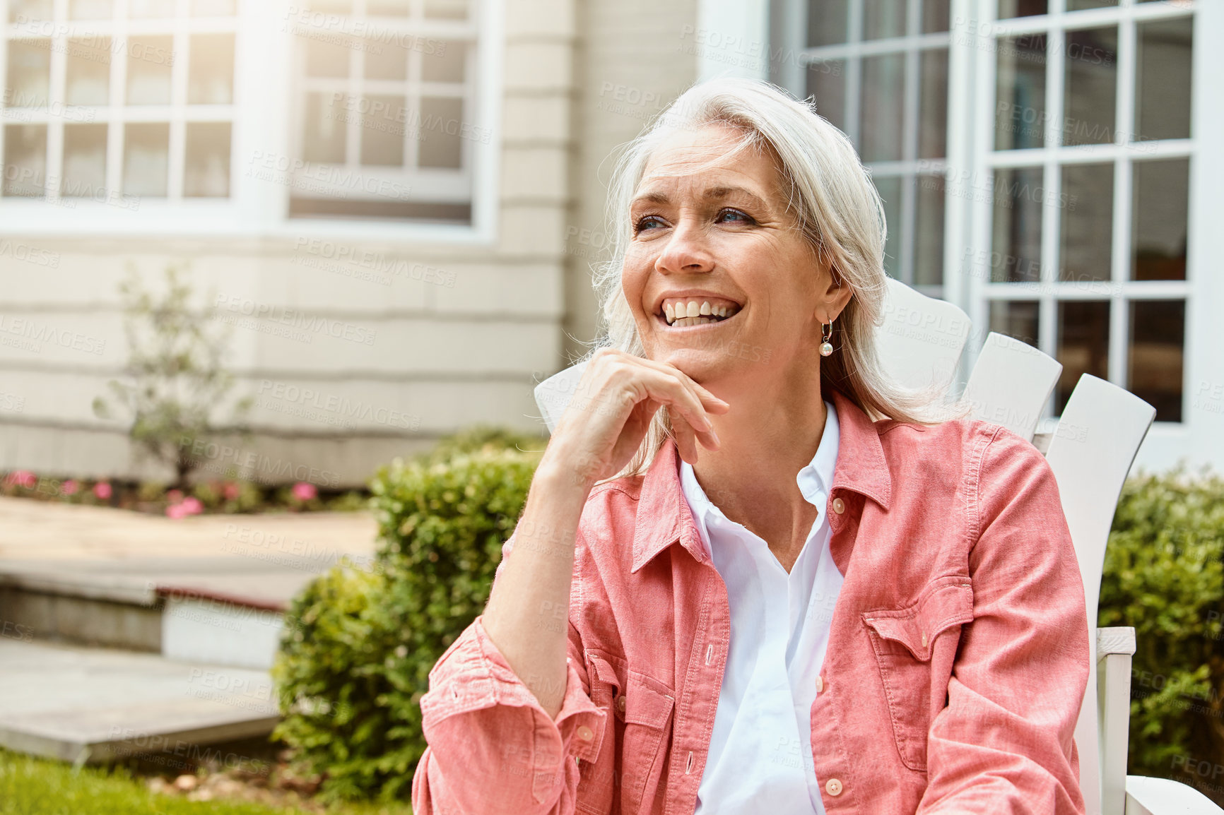 Buy stock photo Shot of a senior woman spending her day outside 