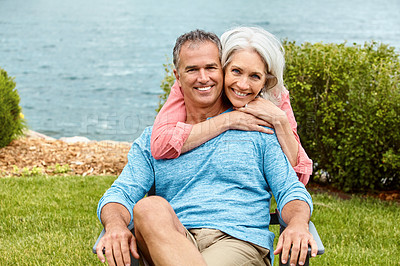 Buy stock photo Shot of a senior couple spending their day outside 