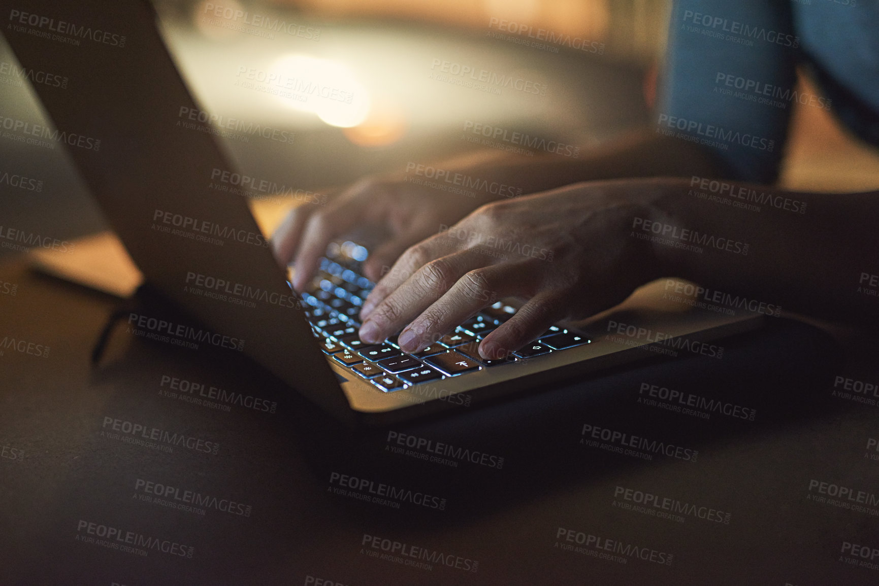 Buy stock photo Closeup shot of a woman working late on a laptop