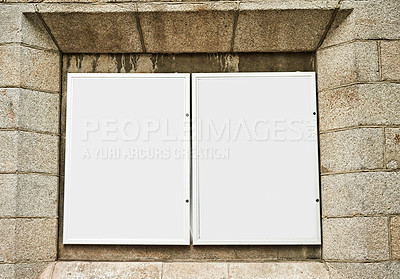 Buy stock photo Shot of two blank posters with space to add your own text