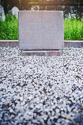 Buy stock photo Shot of a gravestone in a cemetery