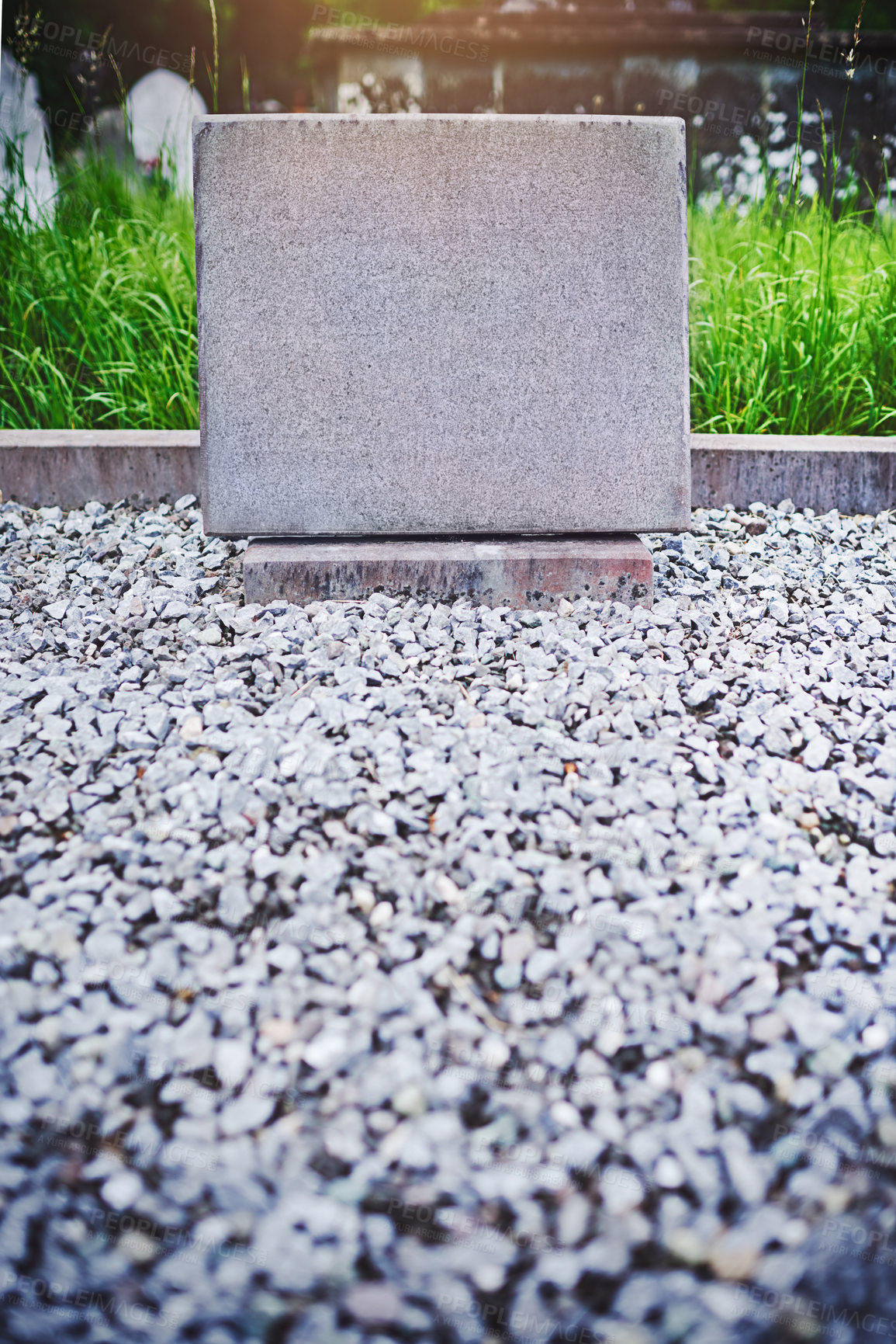 Buy stock photo Shot of a gravestone in a cemetery