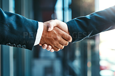 Buy stock photo Handshake, business people and partnership, agreement and support with networking, welcome and introduction. Hiring, recruitment and promotion with corporate team shaking hands and collaboration