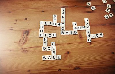 Buy stock photo Shot of a word game on a table