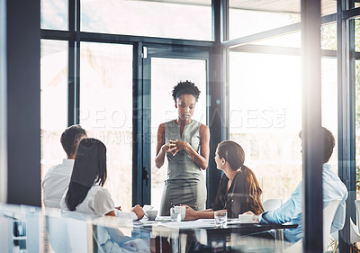 Buy stock photo Business people, window and discussion in office with meeting for strategy, brainstorming and idea. Corporate, diversity and team with training at work for project management, leadership and growth