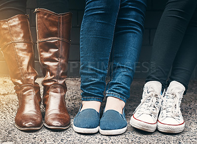Buy stock photo Cropped shot of a group of unrecognizable people standing together