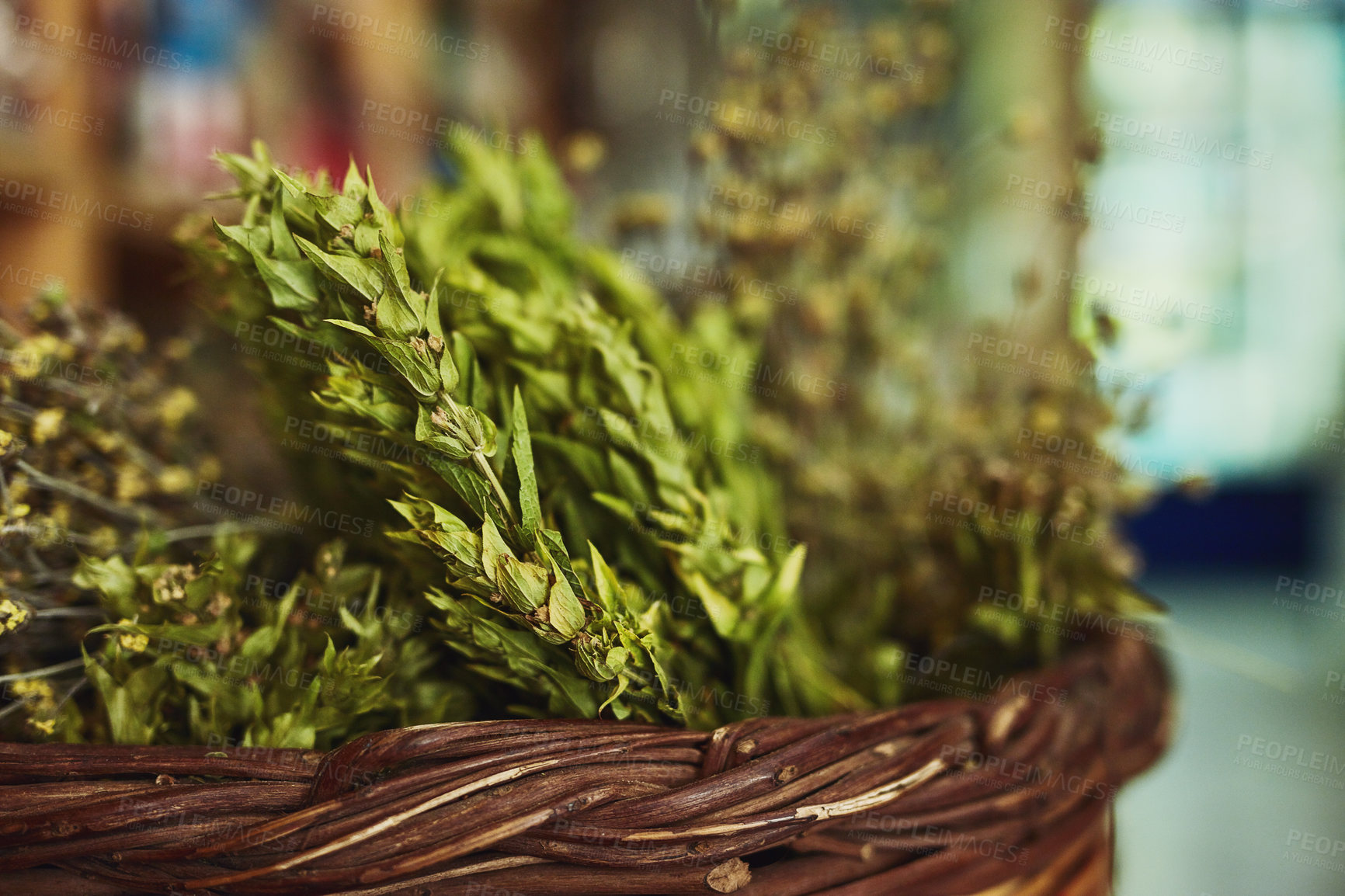 Buy stock photo Shot of herbs in a store 