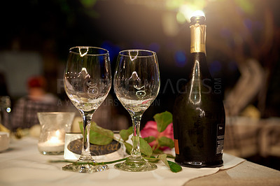 Buy stock photo Cropped shot of a romantic dinner setting