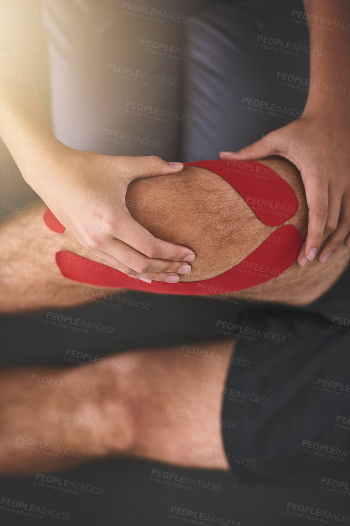 Buy stock photo High angle shot of an unrecognizable female physician working with a senior male patient