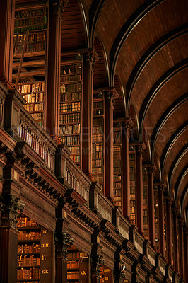 Buy stock photo Cropped shot of a large, vintage library full of books