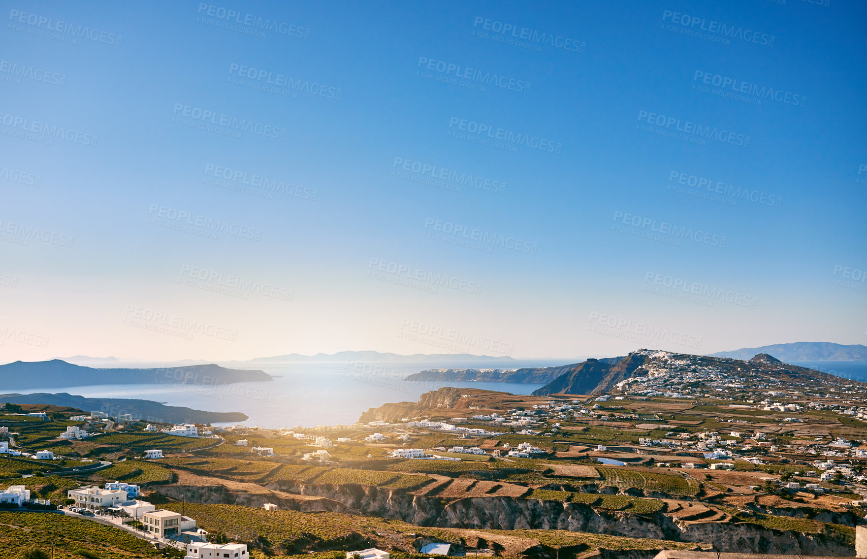 Buy stock photo Background shot of a beautiful shoreline landscape in the mediterranean during the day