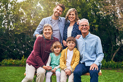 Buy stock photo Shot of a multigenerational family outside