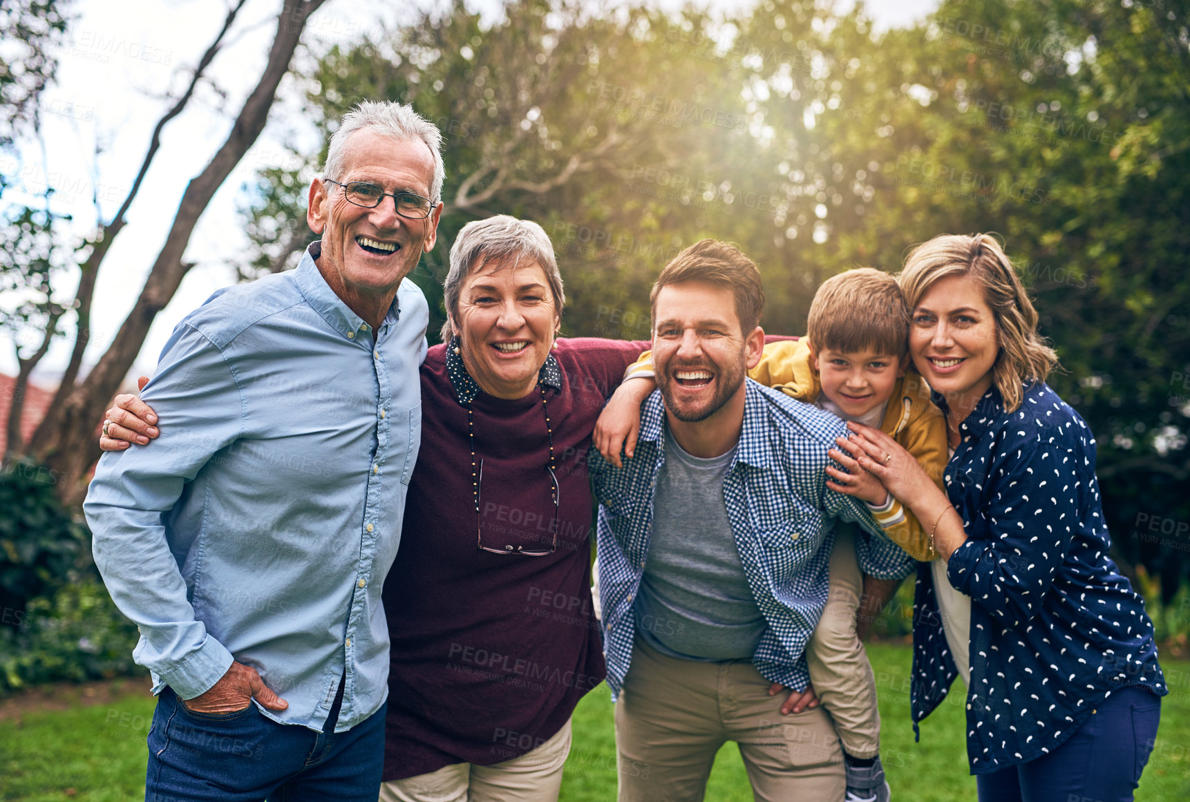 Buy stock photo Shot of a multigenerational family outside