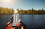 Enjoying the view from her kayak