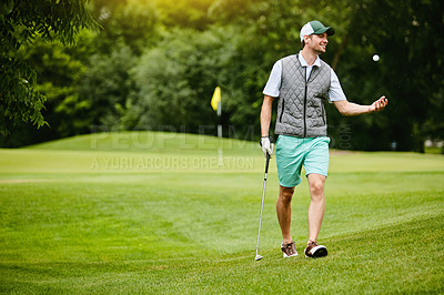 Buy stock photo Shot of a man on a golf course