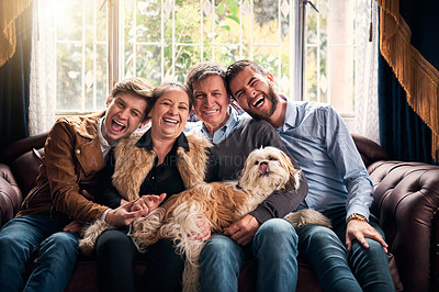 Buy stock photo Cropped shot of an affectionate family at home