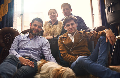 Buy stock photo Cropped shot of a family at home