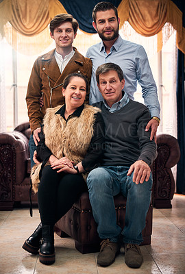 Buy stock photo Shot of a happy family at home