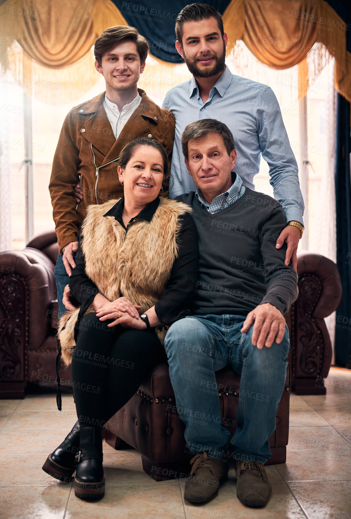 Buy stock photo Shot of a happy family at home