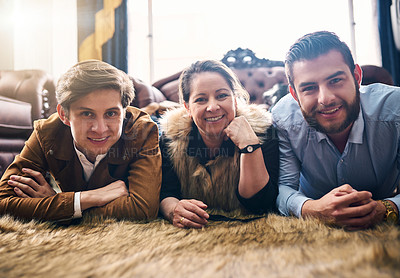 Buy stock photo Cropped shot of a mother and son's at home