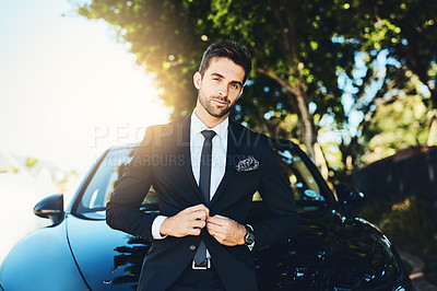 Buy stock photo Cropped shot of a handsome young corporate businessman