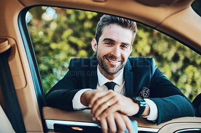 Buy stock photo Cropped shot of a handsome young corporate businessman