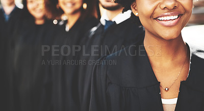 Buy stock photo Cropped shot of students graduating