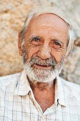 Buy stock photo Portrait of a confident senior man outdoors