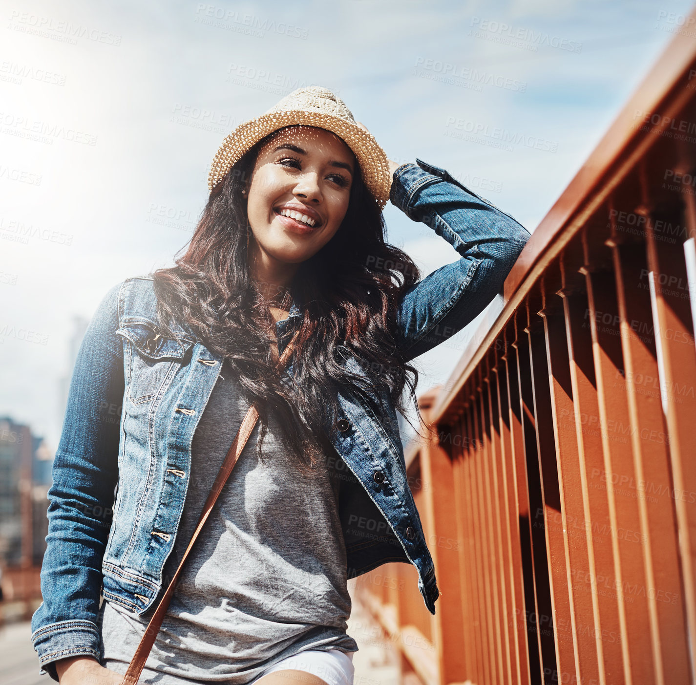 Buy stock photo Shot of a beautiful young woman out exploring the city