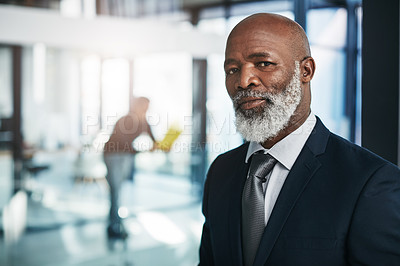 Buy stock photo Confident ceo, portrait and mature man in office for corporate career, business and leadership. Face, professional and serious executive entrepreneur, manager and sales advisor in suit at company