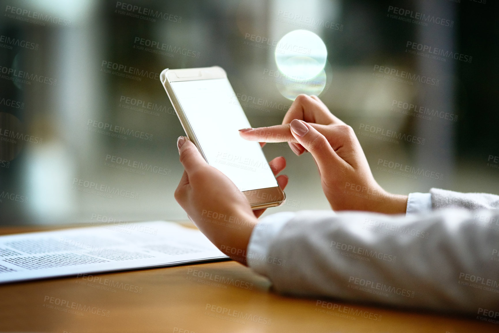 Buy stock photo Closeup, hands and woman a cellphone, typing and social media with communication, network and search internet. Female person, girl and consultant with a smartphone, connection and contact with app