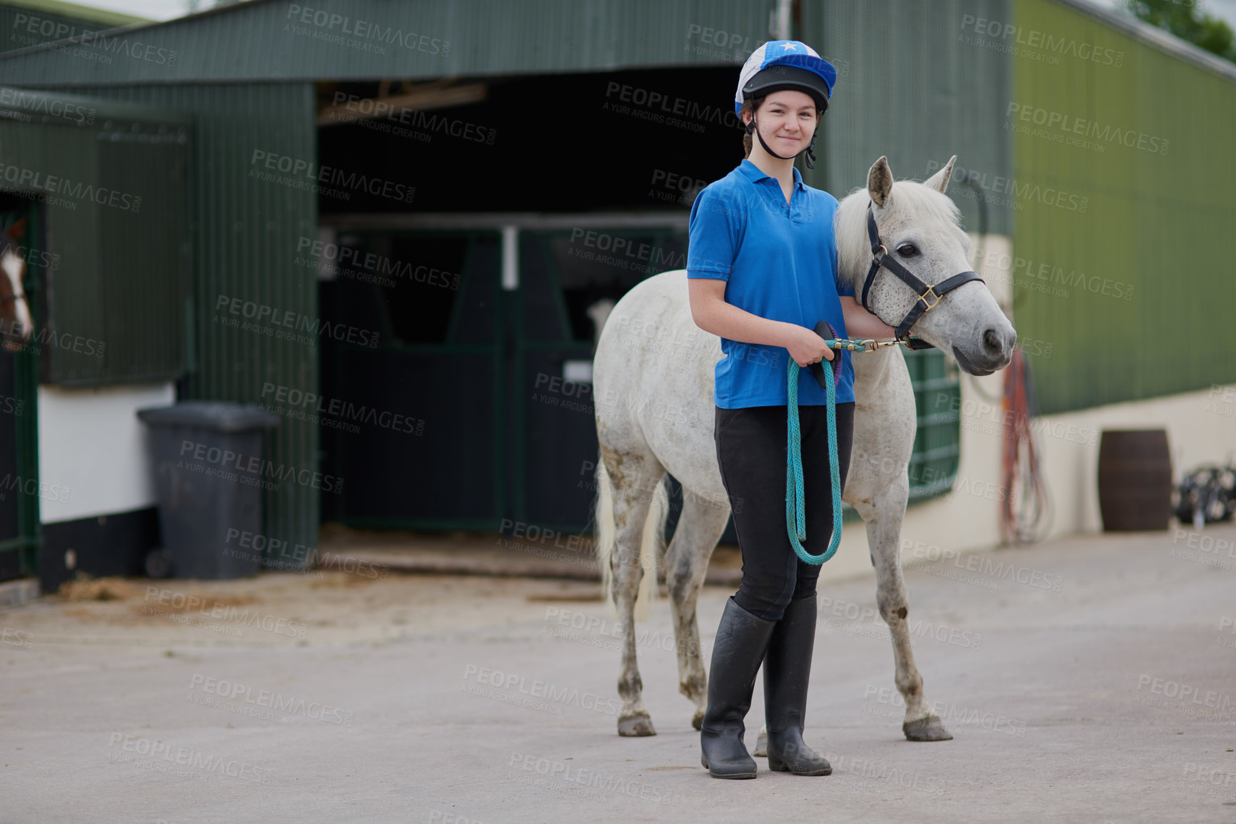 Buy stock photo Shot of a young girl and her horse outdoors