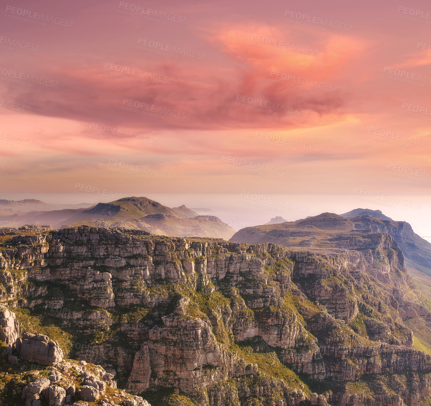 Buy stock photo View from Table Mountain - twelve apostles mountain. Cape Town, Western Cape
