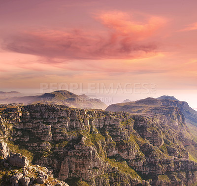 Buy stock photo View from Table Mountain - twelve apostles mountain. Cape Town, Western Cape