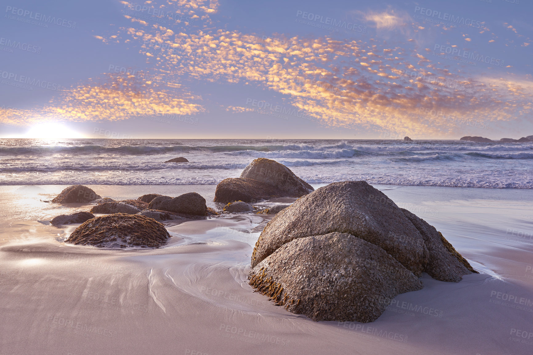 Buy stock photo Beautiful beach and rock - Camps Bay