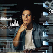 Cracking codes is not just his job but his passion | Buy Stock Photo on ...