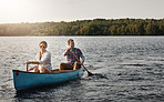 Taking in the beauty of the lake by canoe