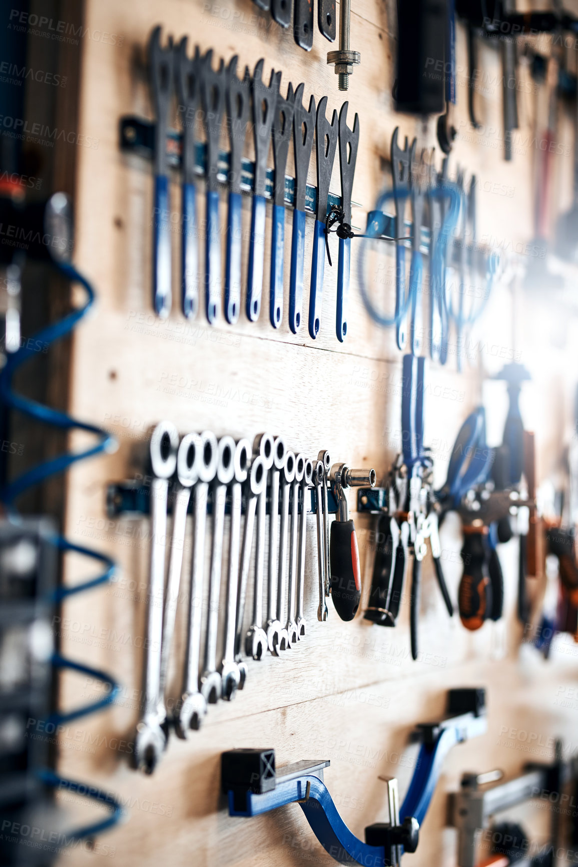 Buy stock photo Shot of tools in a workshop