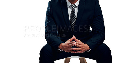 Buy stock photo Studio shot of an unrecognizable businessman posing against a white background