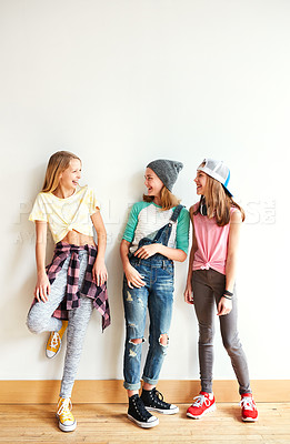 Buy stock photo Shot of young girls in a dancing studio