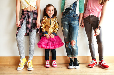 Buy stock photo Shot of young girls in a dancing studio