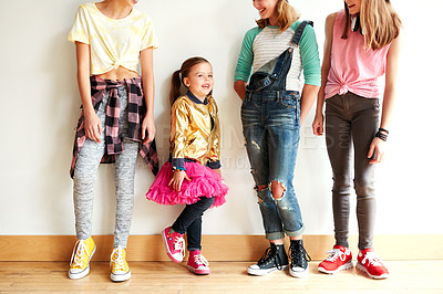 Buy stock photo Shot of young girls in a dancing studio