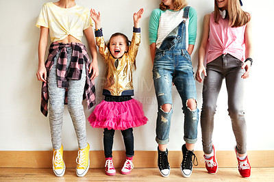 Buy stock photo Shot of young girls in a dancing studio