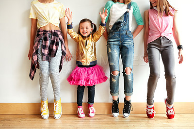 Buy stock photo Shot of young girls in a dancing studio
