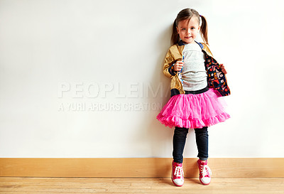 Buy stock photo Shot of a little girl in a dancing studio