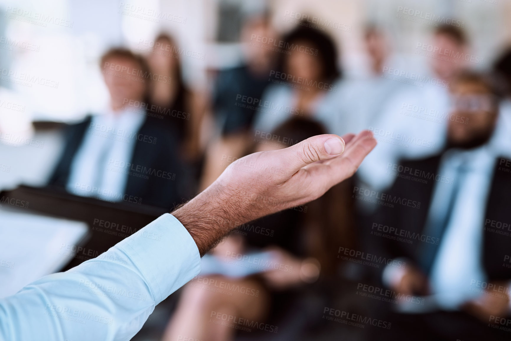 Buy stock photo Shot of businesspeople attending a conference